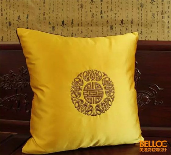 中式软装枕头绣花效果图